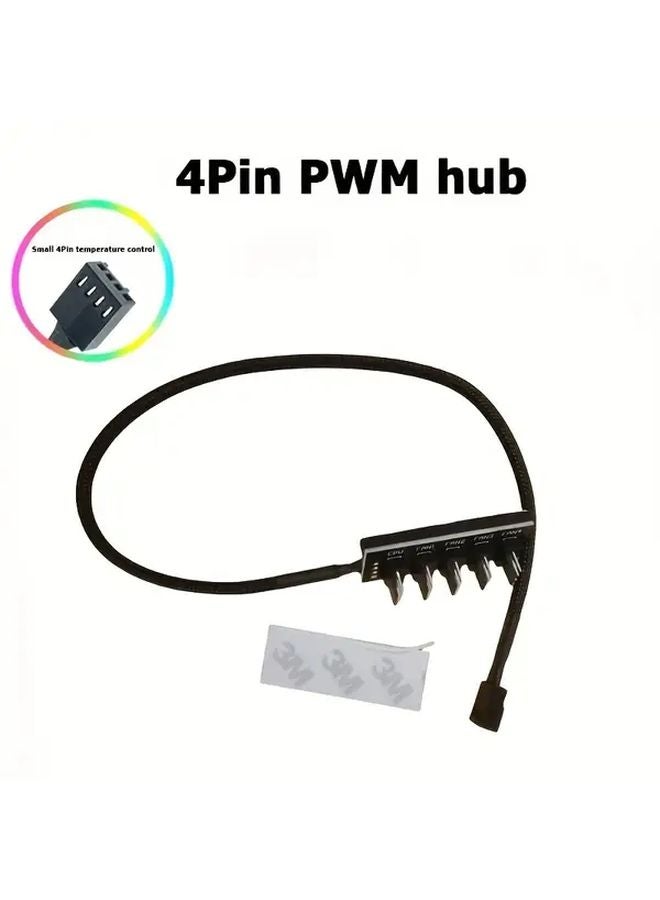 Motherboard 4 Pin PWM Fan Hub 1 to 5 Temperature Control Extension Cable - Image 1